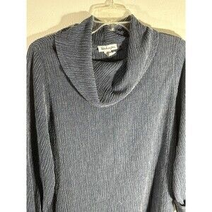 Patchington Women’s Large Cowl Neck Gray Ribbed Textured Lightweight Blouse